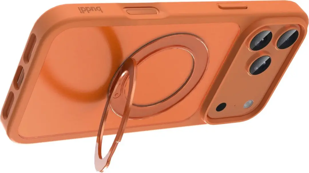 Buddi Frost Hoesje iPhone 18 Pro - Oranje - MagSafe - 360° Stand