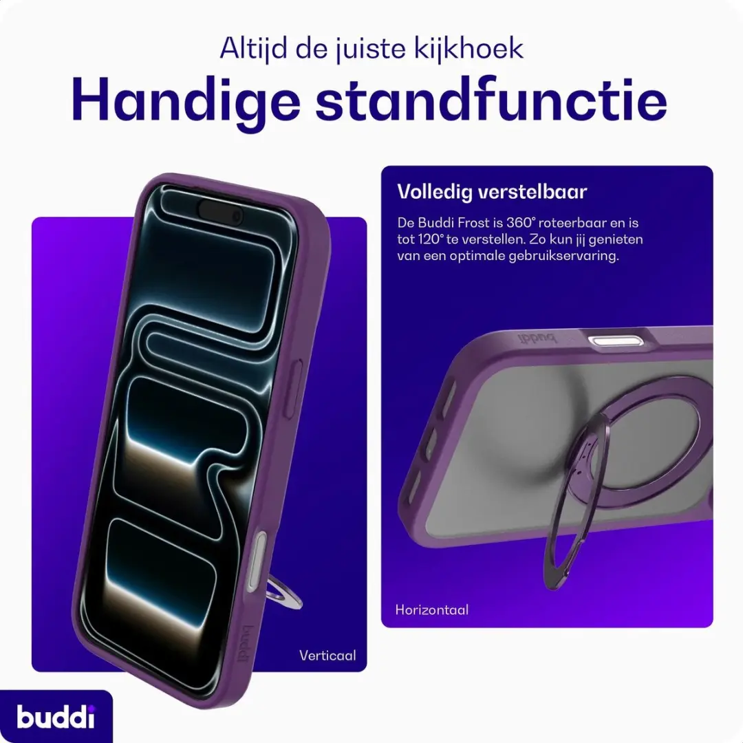 Buddi Frost Hoesje iPhone 18 Pro - Paars - MagSafe