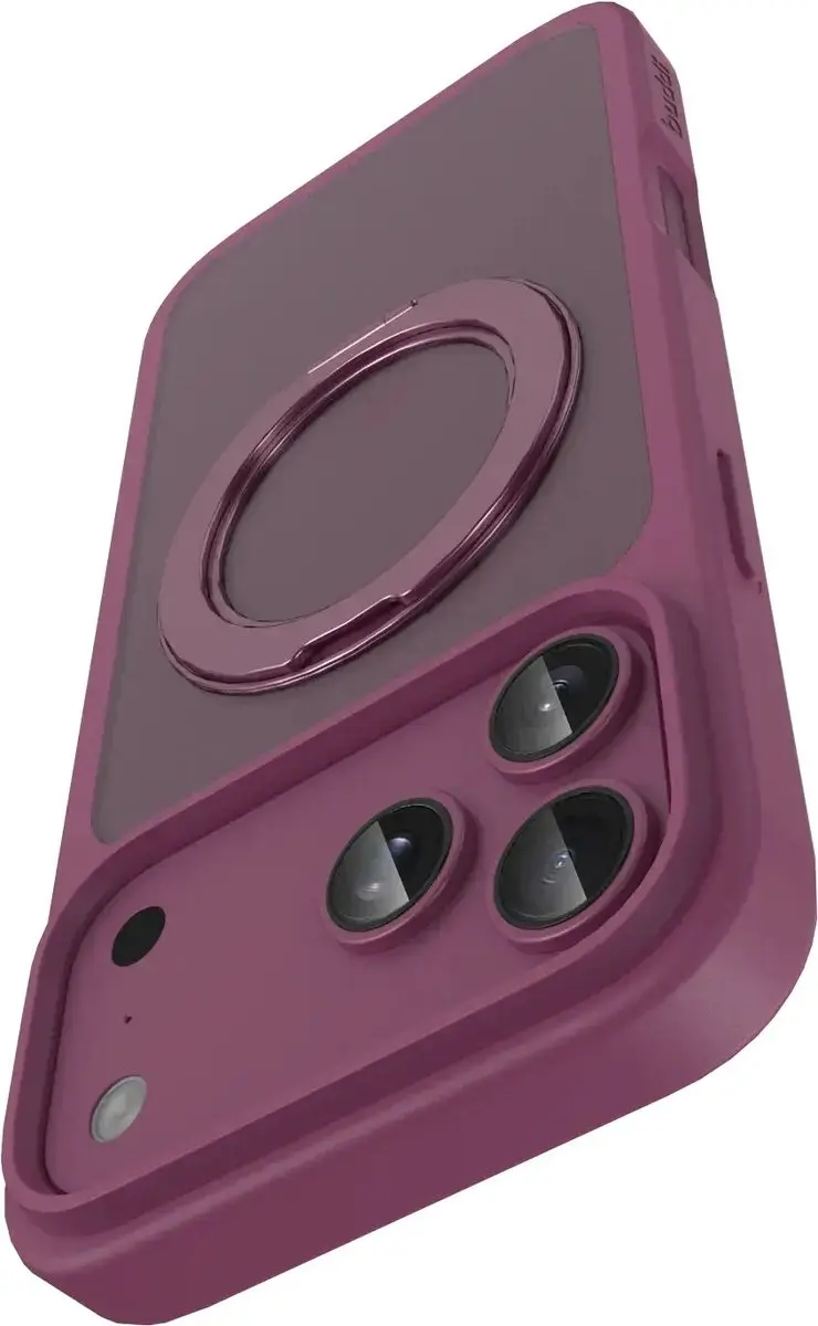 Buddi Frost Hoesje iPhone 18 Pro - Burgundy - MagSafe - 360° Stand