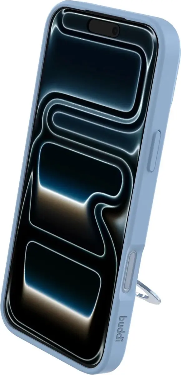 Buddi Frost Hoesje iPhone 18 Pro - Licht Blauw - MagSafe - 360° Draaibare Stand
