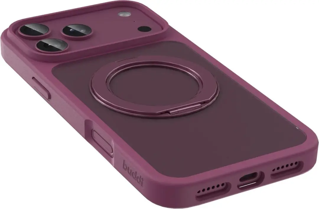 Buddi Frost Hoesje iPhone 18 Pro Max - Mat Burgundy - MagSafe - 360° Standaard