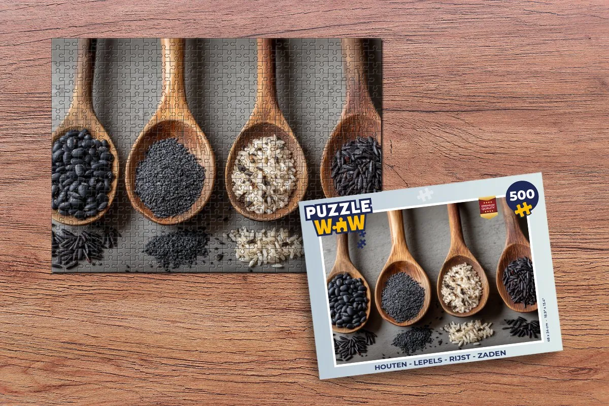 PuzzleWow Houten Lepels & Zaden Puzzel 500 Stuks - 8721374596716