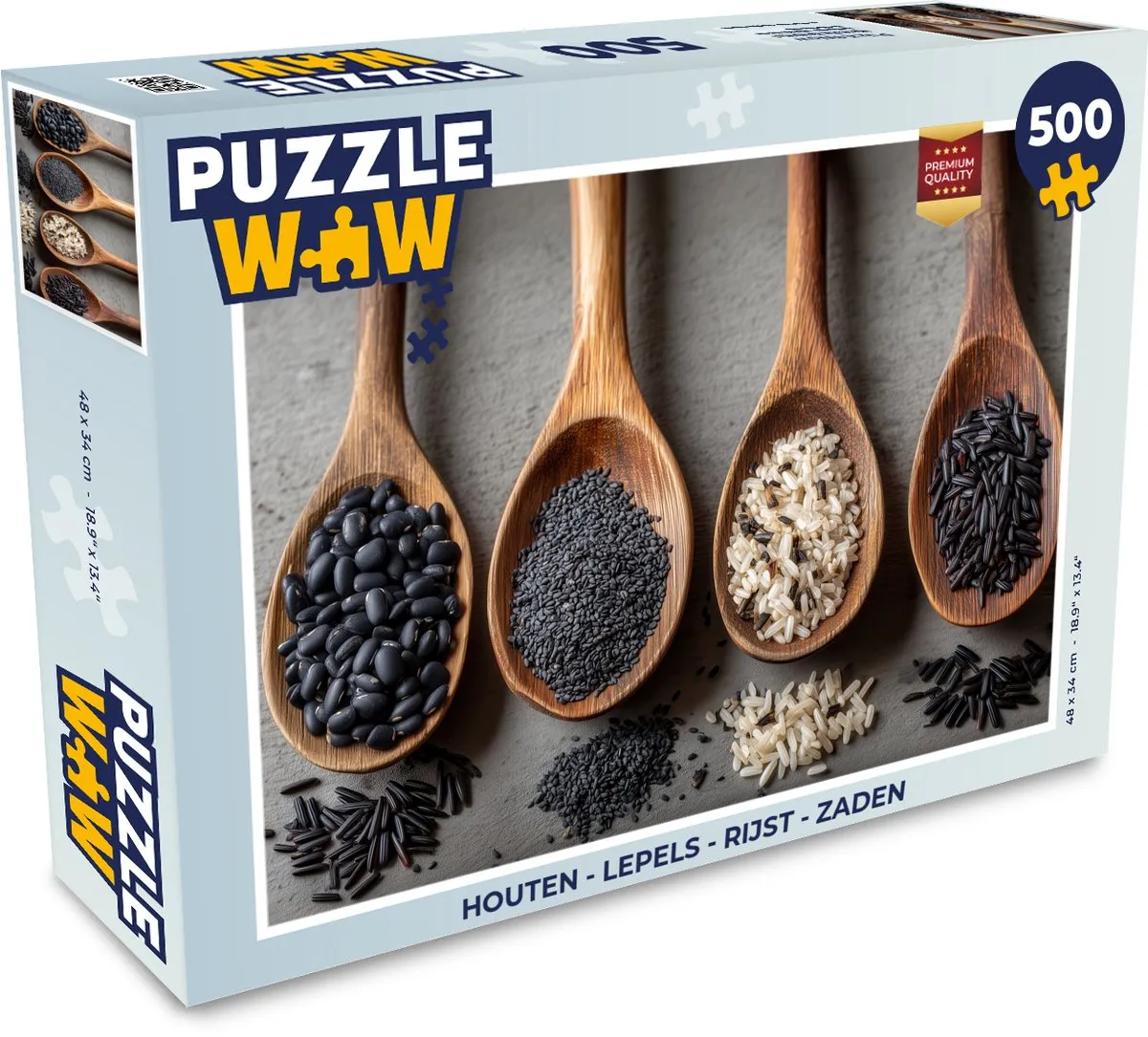 PuzzleWow Houten Lepels & Zaden Puzzel 500 Stuks