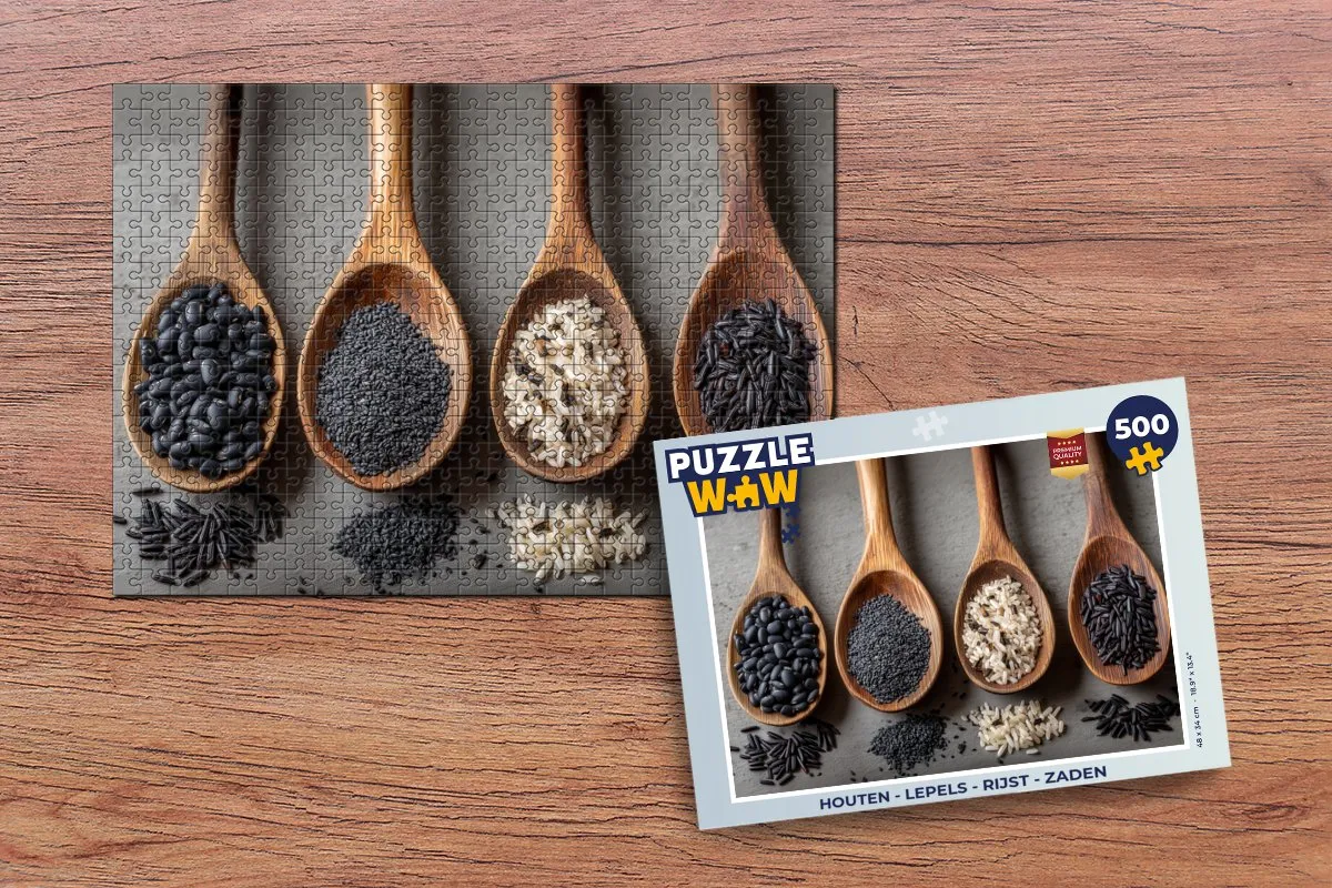 PuzzleWow Houten Lepels & Zaden Puzzel 500 Stuks - 8721374596716