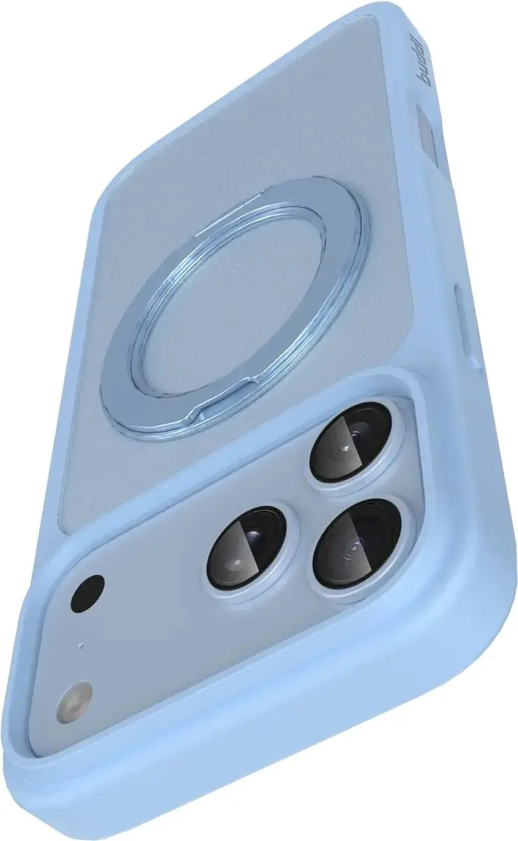 Buddi Frost Hoesje iPhone 17 Pro - Lichtblauw - MagSafe - 360° Standaard