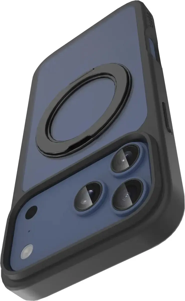 Buddi Frost Hoesje iPhone 17 Pro - Mat Zwart - MagSafe - 360° Draaibare Stand