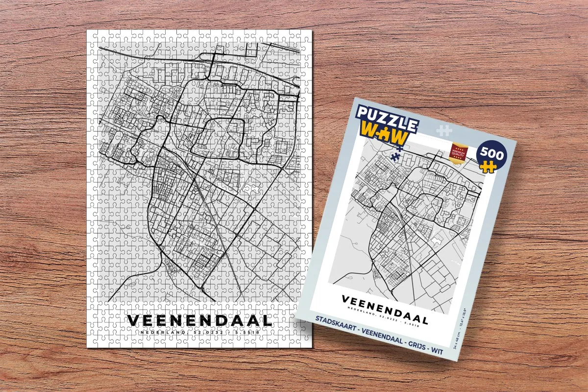PuzzleWow Stadskaart Veenendaal Legpuzzel 500 Stuks - Multicolor