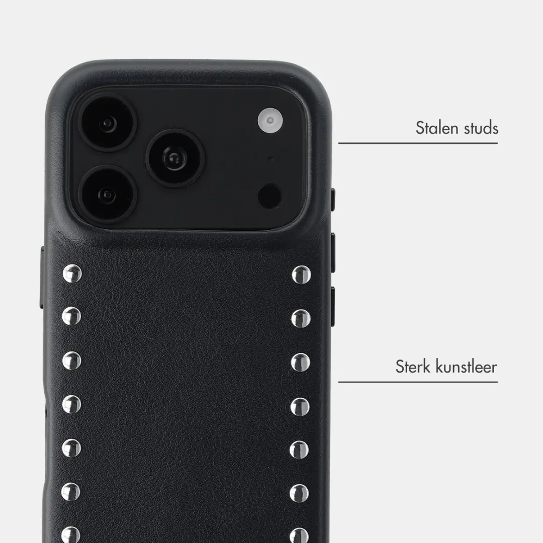 Selencia Hoesje iPhone 18 Pro/17 Pro - Studs Backcover - Velvet Black
