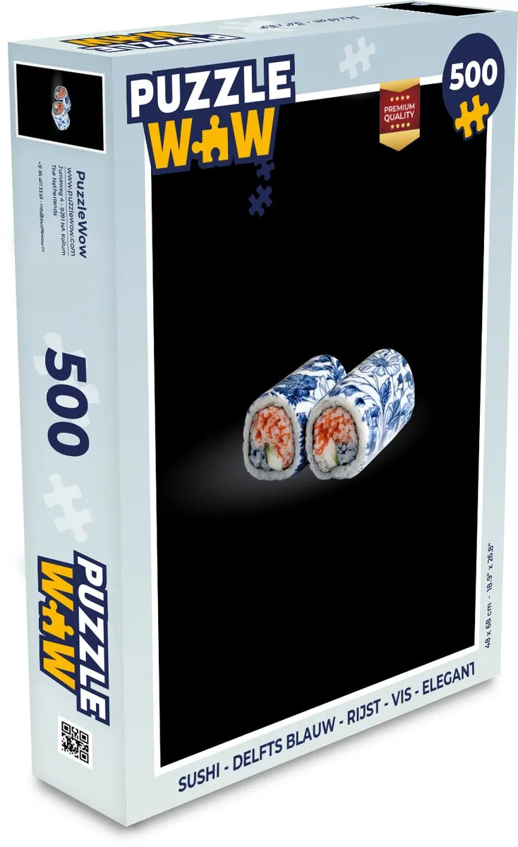 PuzzleWow Sushi Legpuzzel 500 Stuks - Delftsblauw