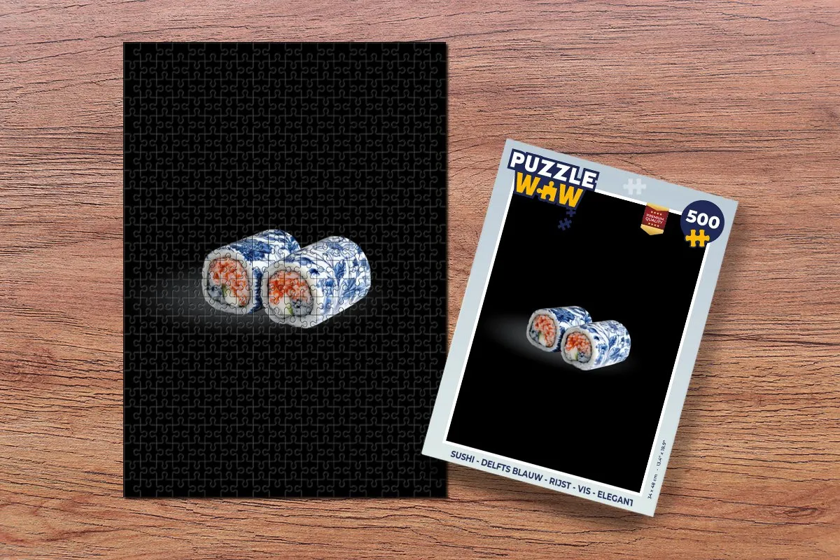 PuzzleWow Sushi Legpuzzel 500 Stuks - Delftsblauw