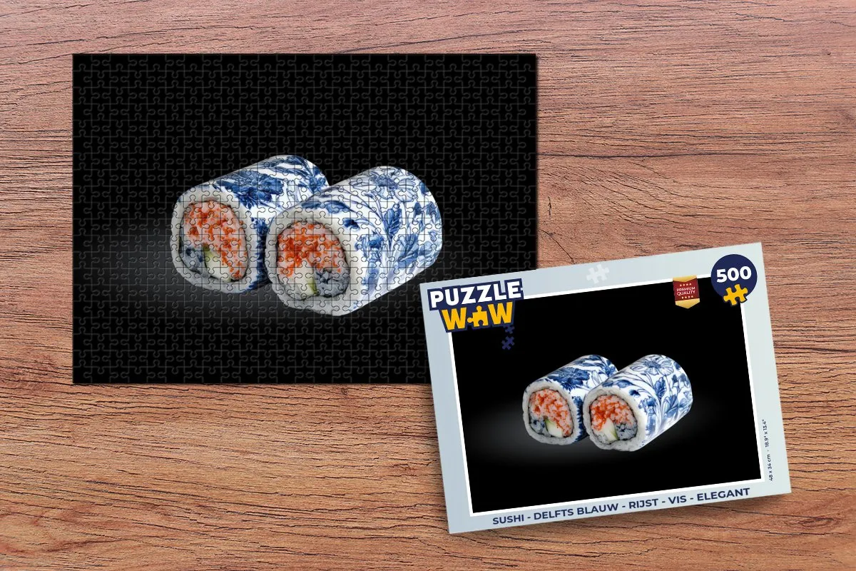 PuzzleWow Sushi Legpuzzel 500 Stuks - Delftsblauw