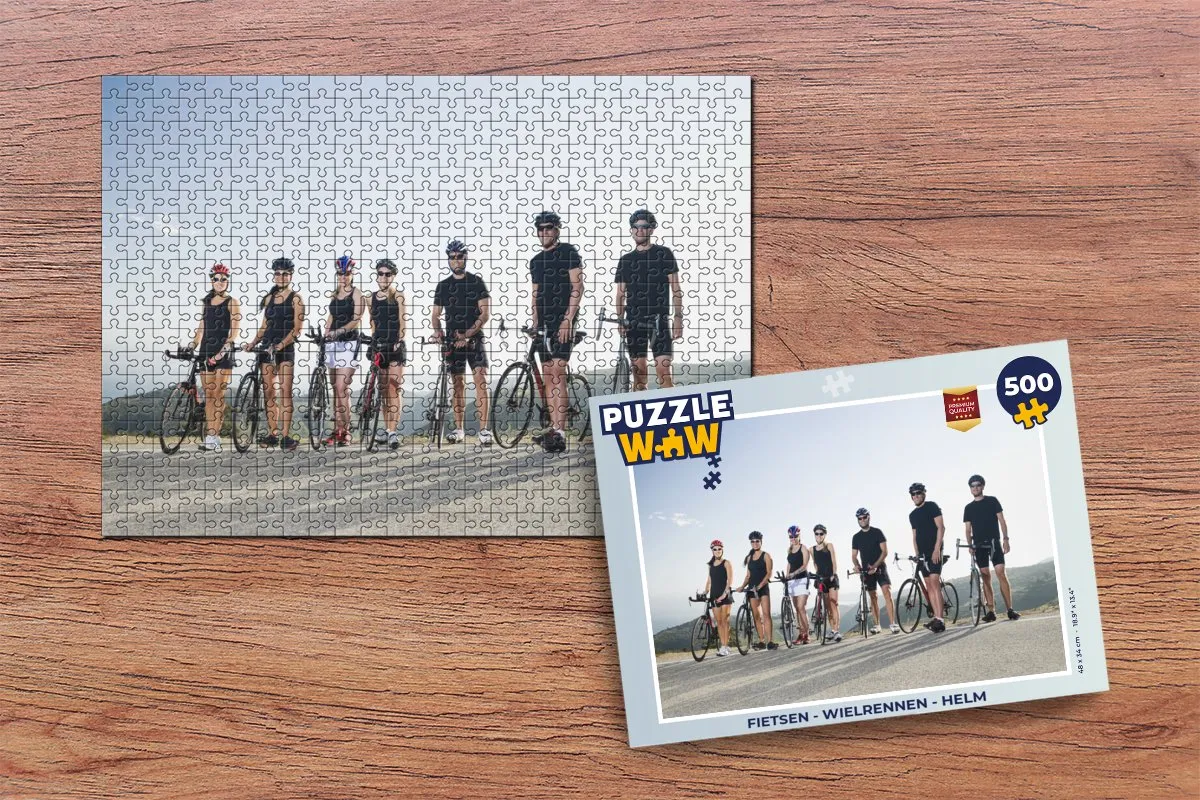 PuzzleWow Fietsen Wielrennen Helm Legpuzzel 500 Stuks - Multicolor