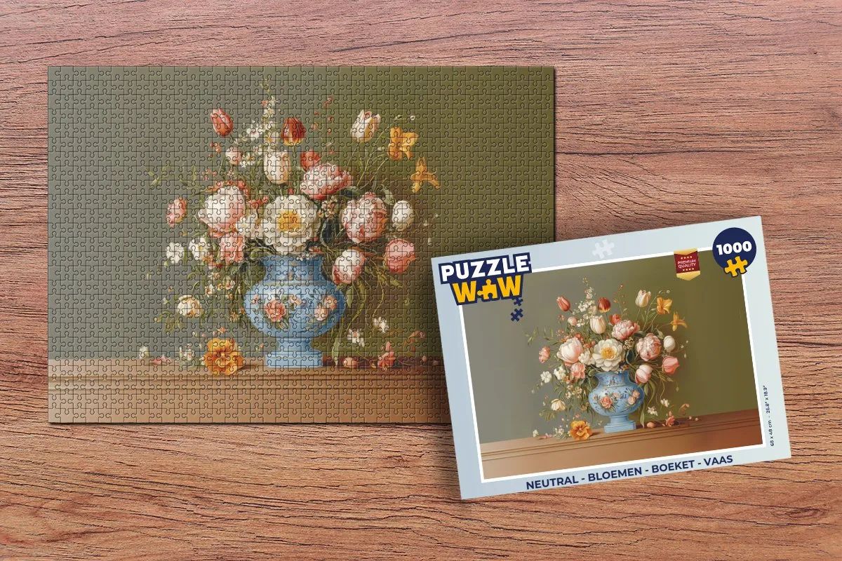 PuzzleWow Bloemen Vaas Legpuzzel 1000 Stuks - Vintage