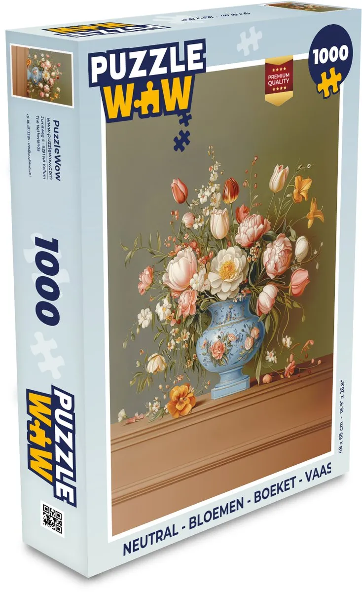PuzzleWow Bloemen Vaas Legpuzzel 1000 Stuks - Vintage