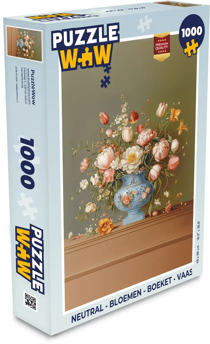 PuzzleWow Bloemen Vaas Legpuzzel 1000 Stuks - Vintage