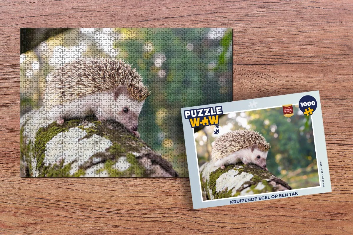 PuzzleWow Kruipende egel op een tak Legpuzzel 1000 Stuks - Multicolor