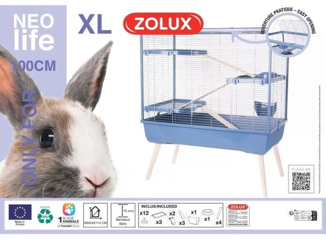 Zolux Neolife 100 Knaagdierkooi 99x54x114cm - Blauw