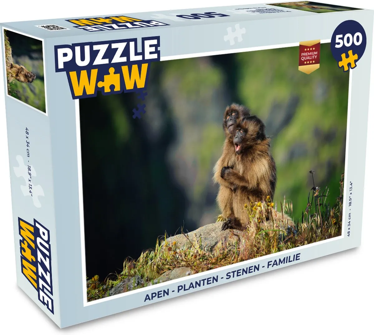 PuzzleWow Apen Familie Legpuzzel 500 Stuks
