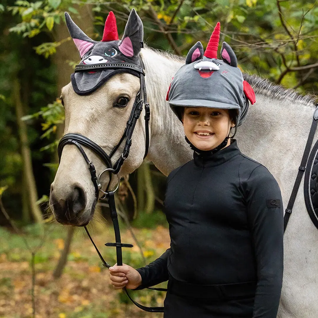 QHP Halloween Vampicorn Oornetje Pony - Grijs-rood - afbeelding 6 van 6