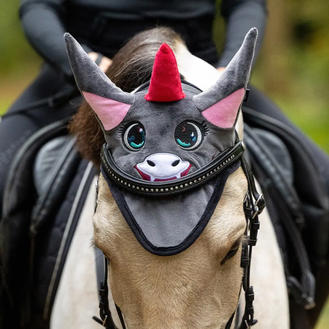 QHP Halloween Vampicorn Oornetje Pony - Grijs-rood - afbeelding 2 van 6
