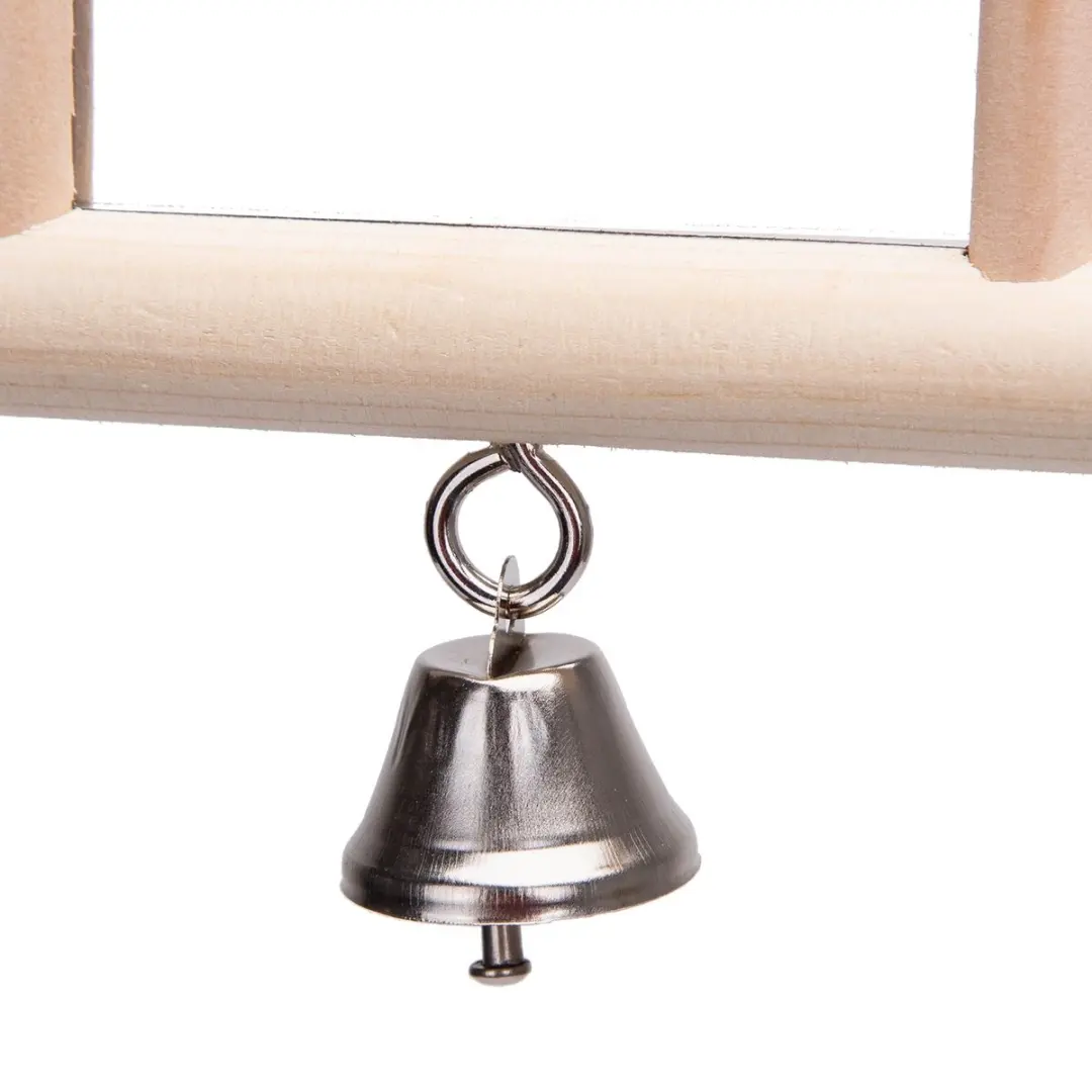 Nobleza Vogel Spiegel met Bel - Parkieten Speelgoed - Blank/Beige - afbeelding 2 van 5