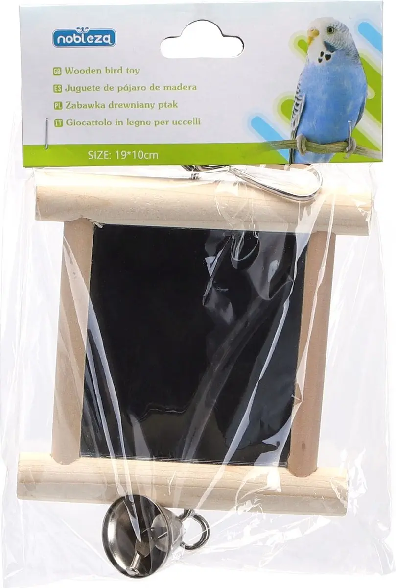 Nobleza Vogel Spiegel met Bel - Parkieten Speelgoed - Blank/Beige - afbeelding 4 van 5