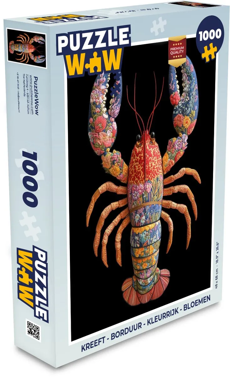 PuzzleWow Kreeft Borduur Legpuzzel 1000 Stuks - Kleurrijk