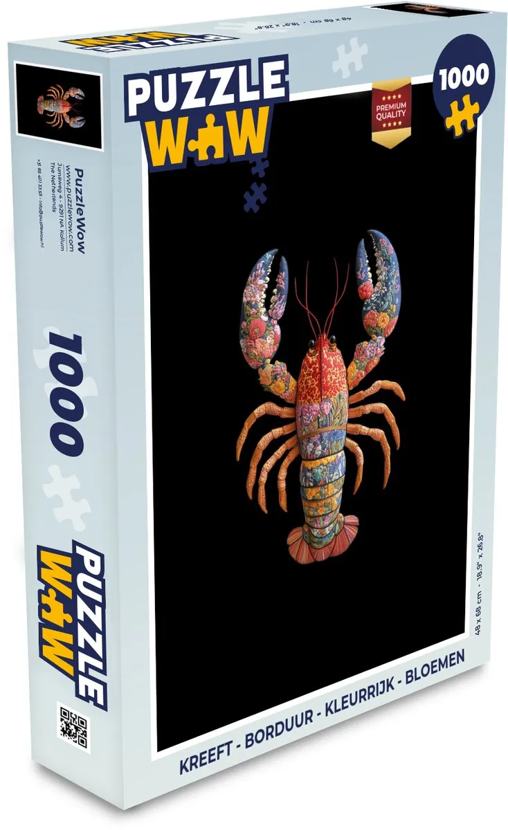 PuzzleWow Kreeft Borduur Legpuzzel 1000 Stuks - Kleurrijk