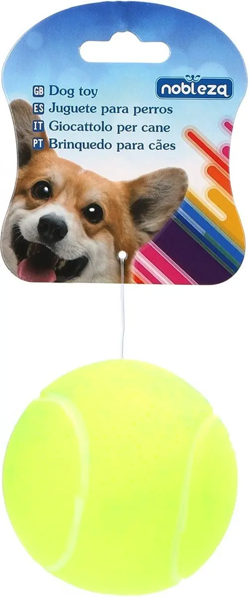 Nobleza Honden Speelbal met Piep - Tennisbal Vinyl 6,5cm - Geel - afbeelding 6 van 6
