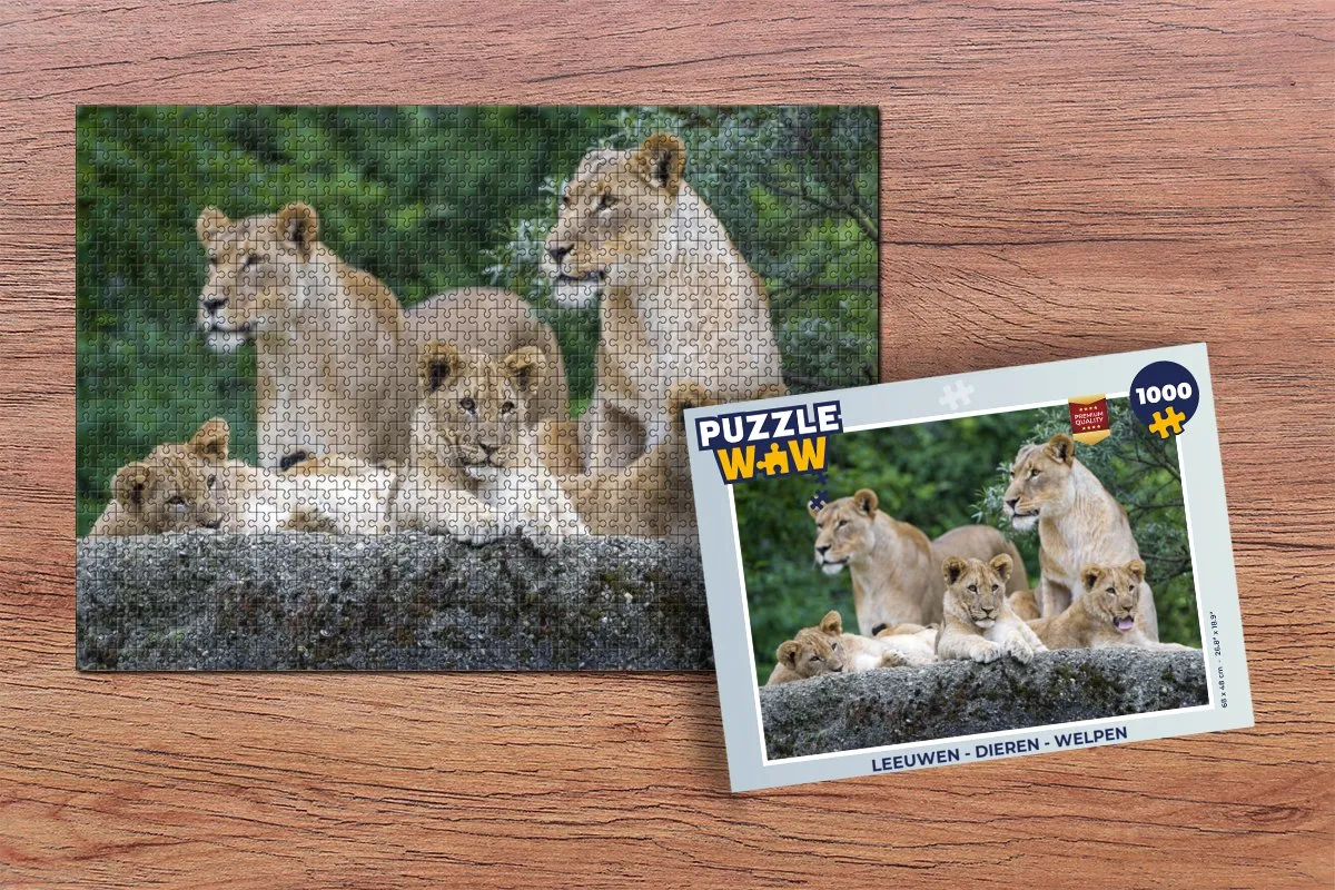 PuzzleWow Leeuwen Welpen Legpuzzel 1000 Stuks - Multicolor