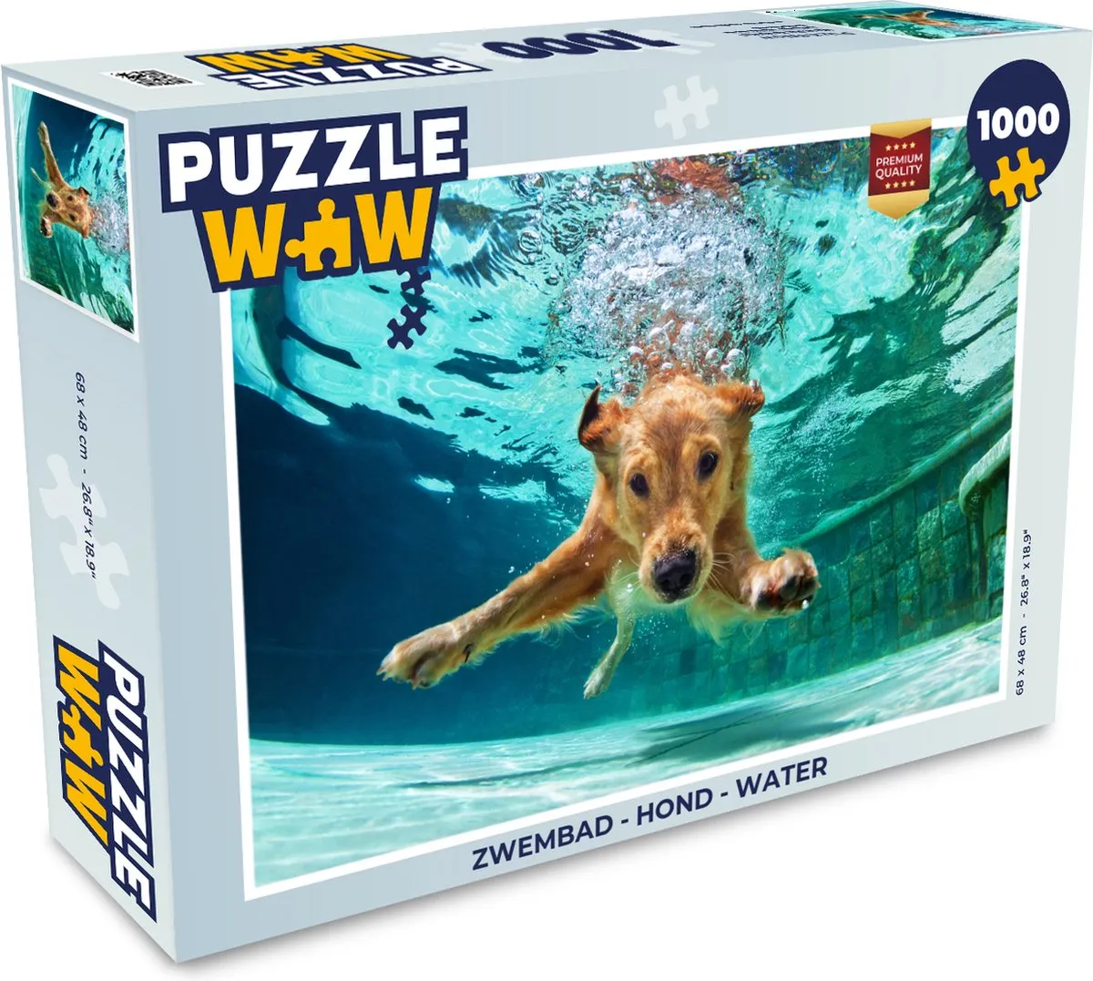 PuzzleWow Zwembad Hond Legpuzzel 1000 Stuks