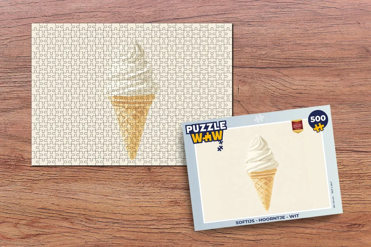 PuzzleWow Softijs Hoorntje Legpuzzel 500 Stuks - Wit