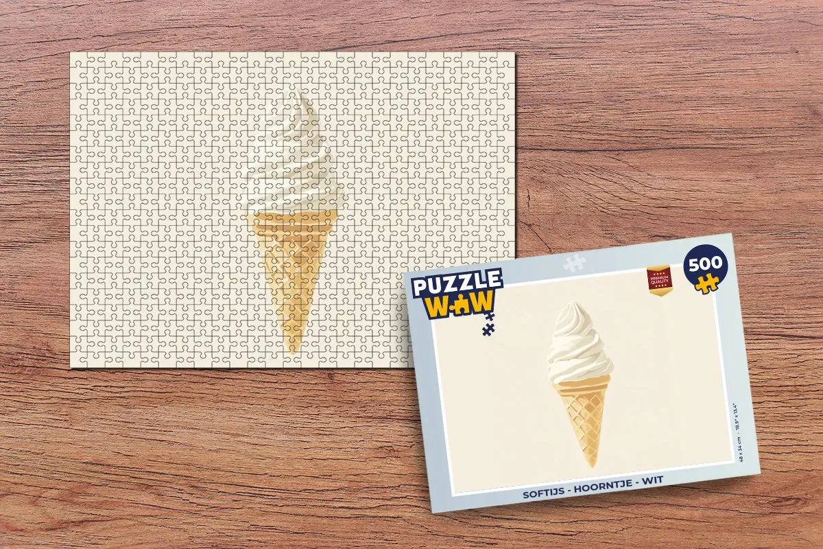 PuzzleWow Softijs Hoorntje Legpuzzel 500 Stuks - Wit