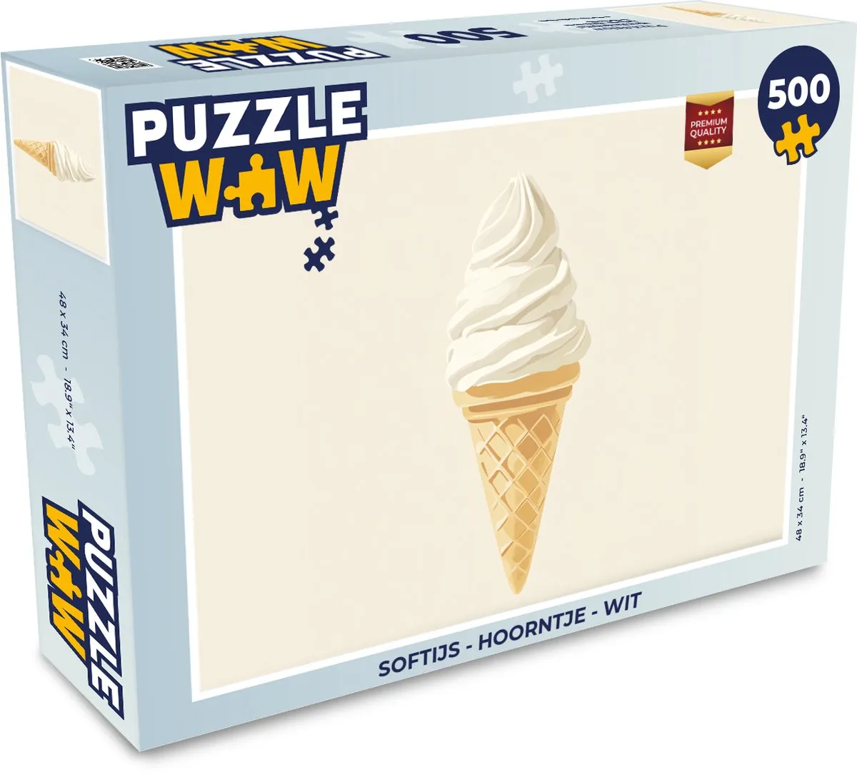 PuzzleWow Softijs Hoorntje Legpuzzel 500 Stuks - Wit