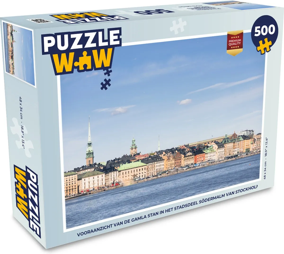 PuzzleWow Stockholm Södermalm Legpuzzel 500 Stuks - Multicolor