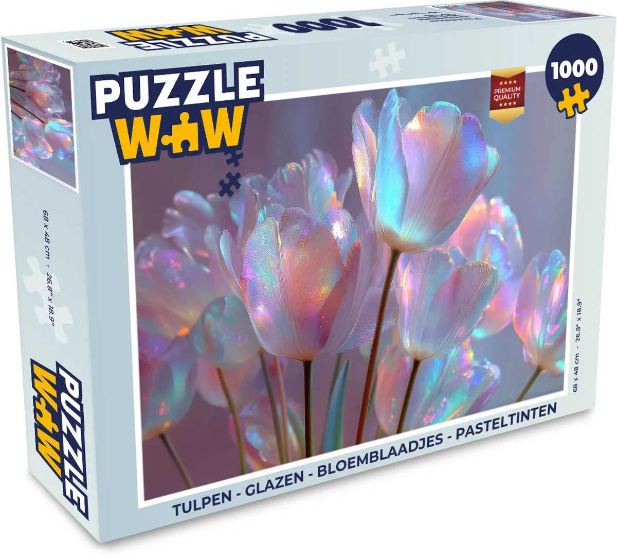 PuzzleWow Tulpen Glazen Legpuzzel 1000 Stuks - Pasteltinten