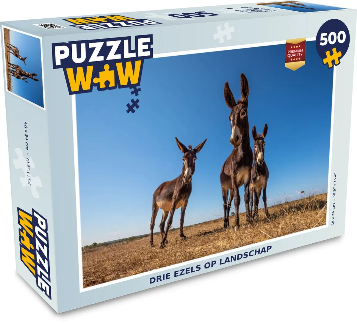 PuzzleWow Legpuzzel Drie Ezels 500 Stuks