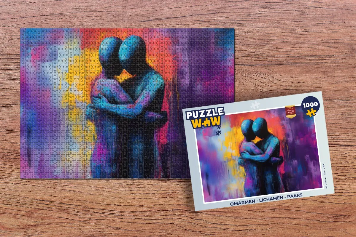 PuzzleWow Omarmen - Lichamen Legpuzzel 1000 Stuks - Paars