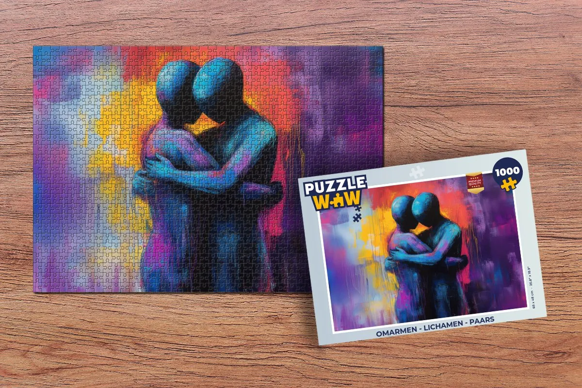 PuzzleWow Omarmen - Lichamen Legpuzzel 1000 Stuks - Paars