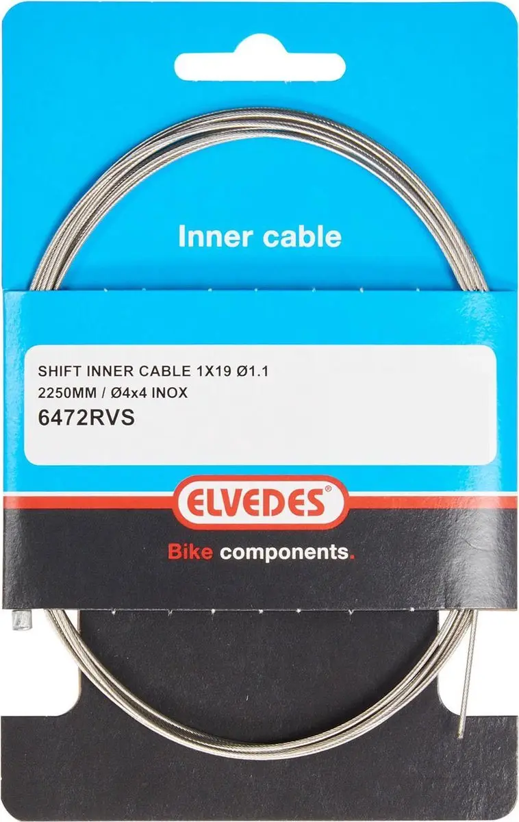 Elvedes Derailleurkabel 225 Cm / 1.1 Mm Nippel 4x4 Rvs Per 10