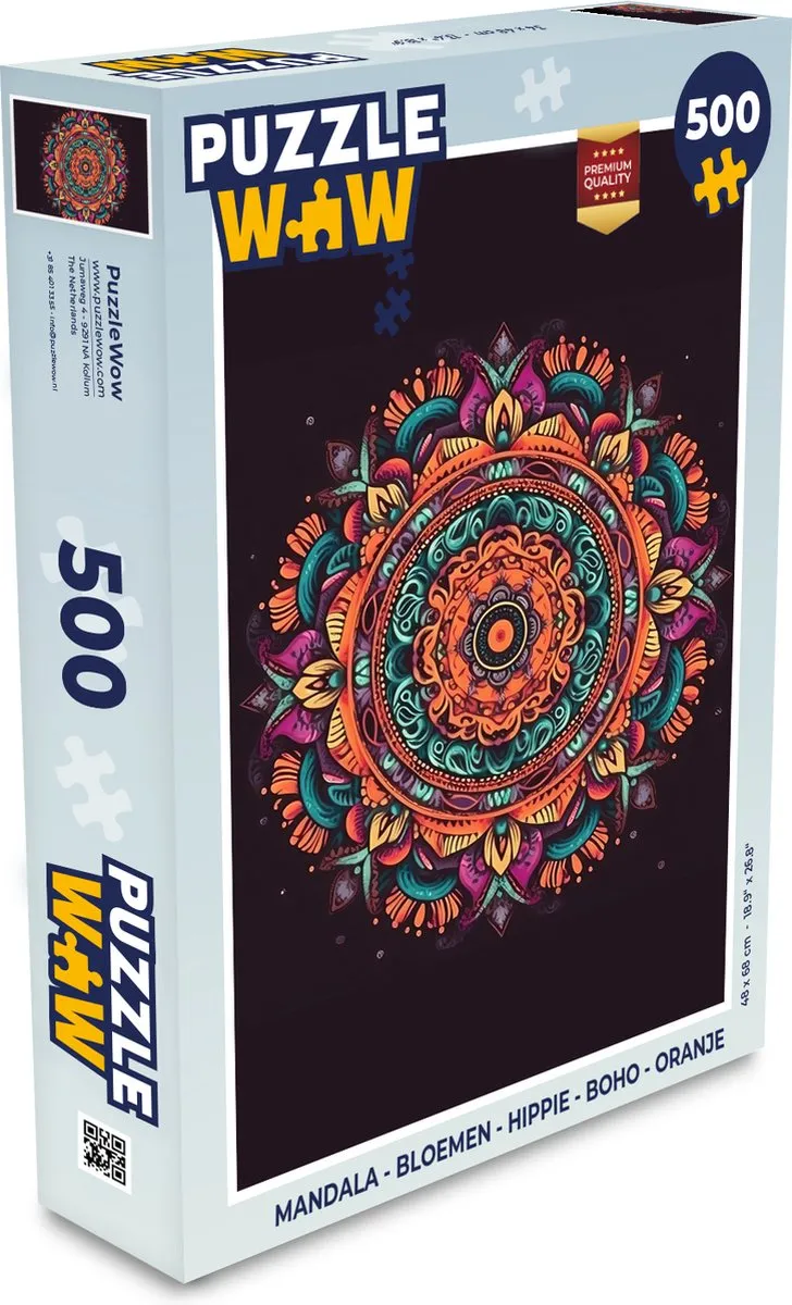 PuzzleWow Mandala Bloemen Legpuzzel 500 Stuks