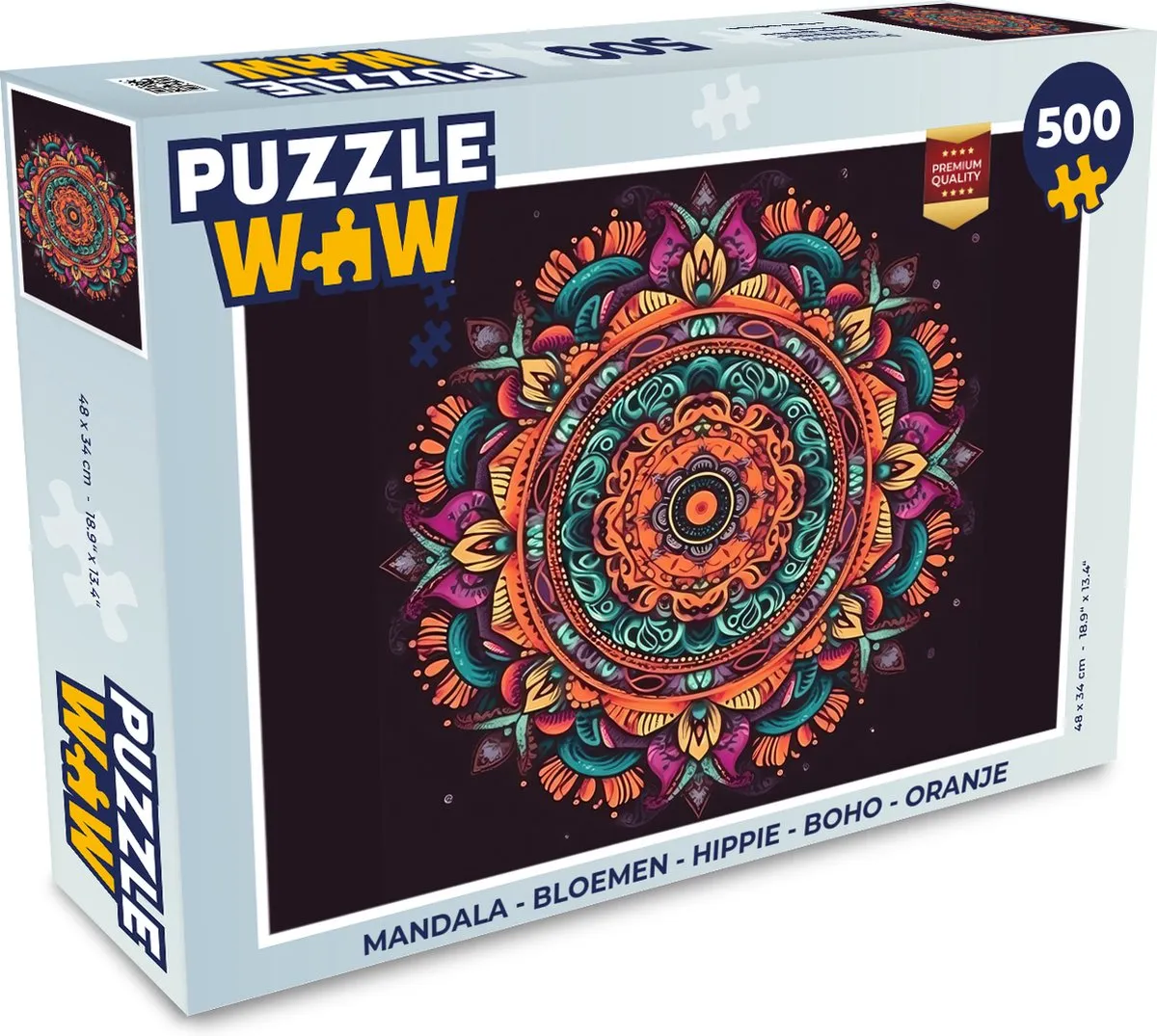 PuzzleWow Mandala Bloemen Legpuzzel 500 Stuks - Multicolor
