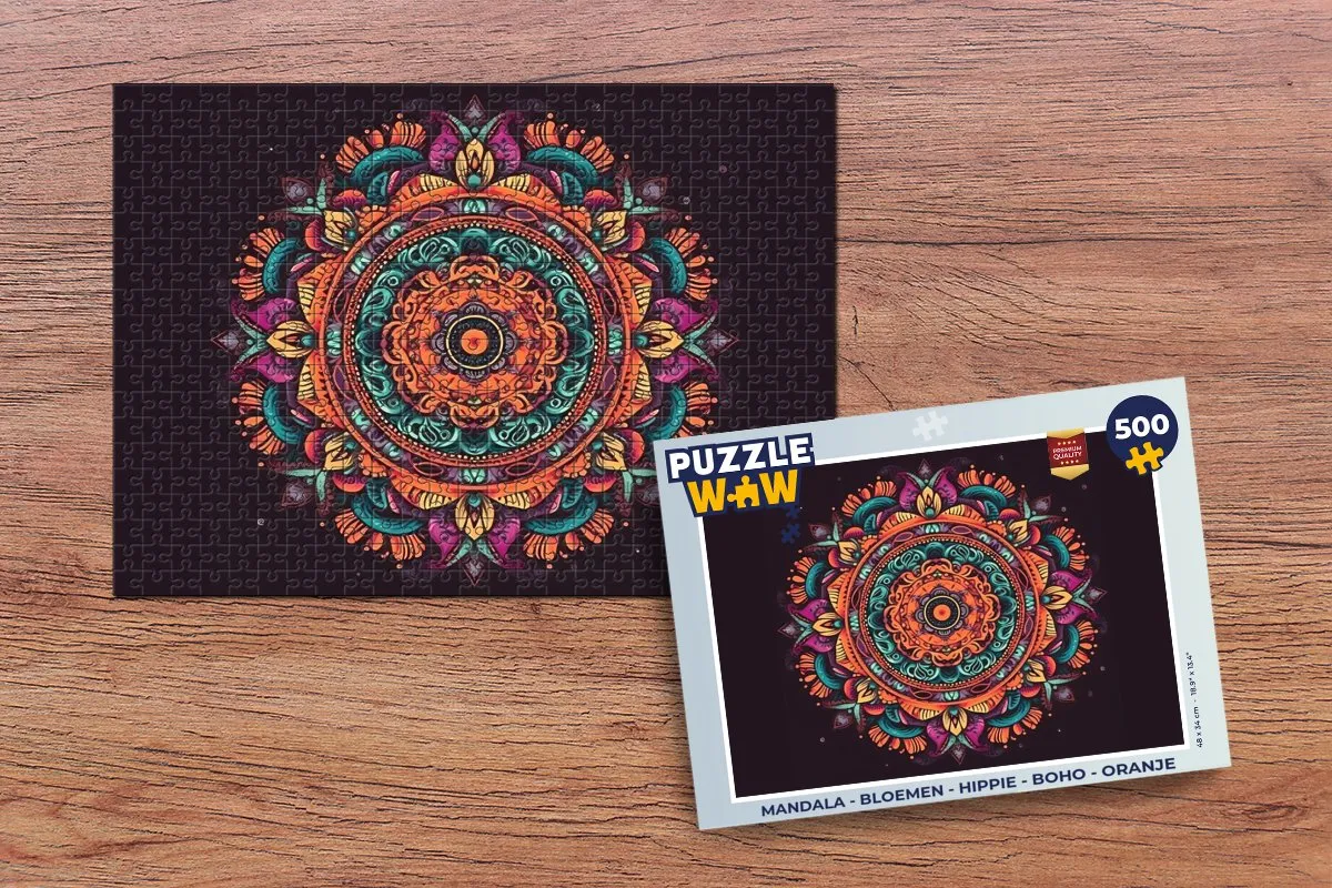 PuzzleWow Mandala Bloemen Legpuzzel 500 Stuks - Multicolor