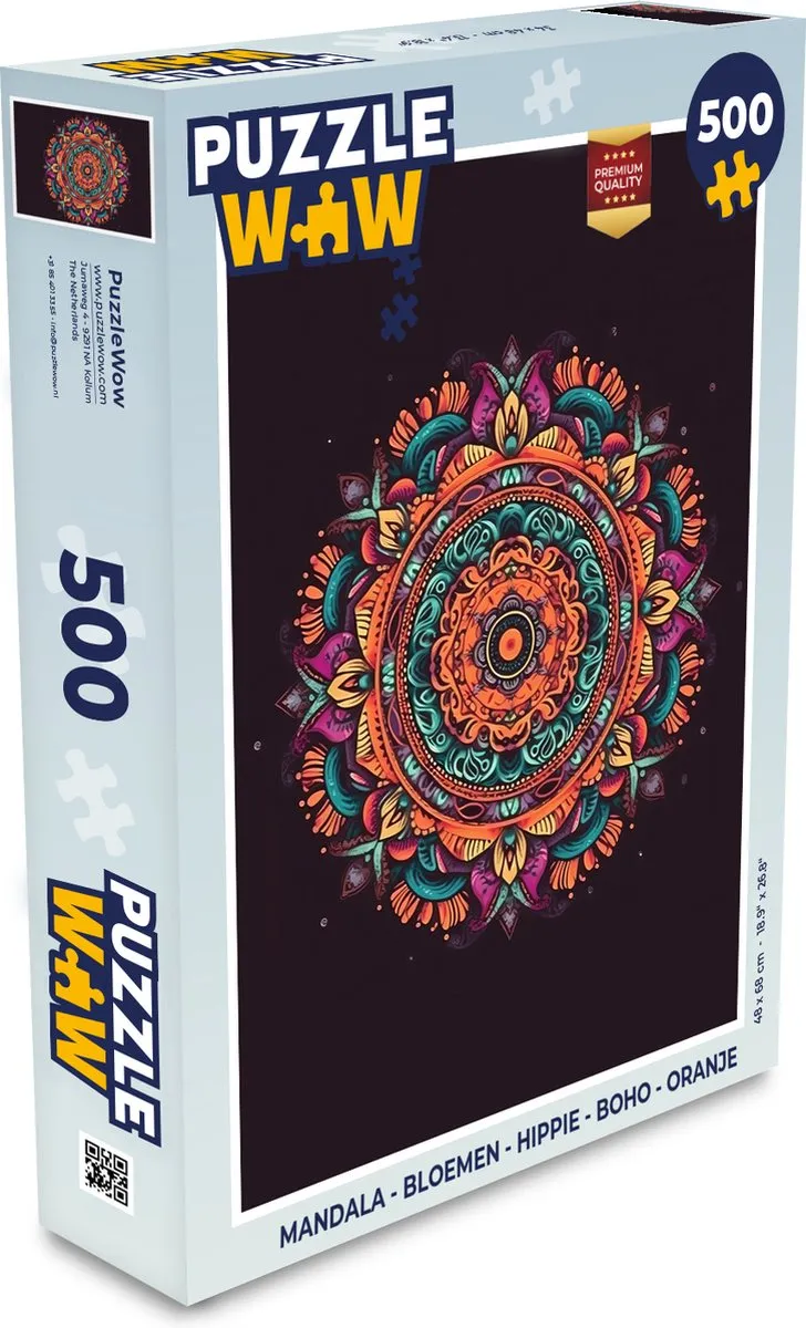 PuzzleWow Mandala Bloemen Legpuzzel 500 Stuks - Multicolor