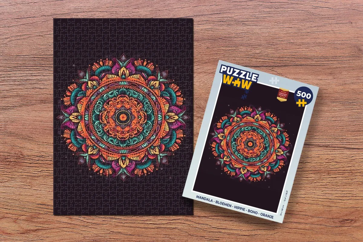 PuzzleWow Mandala Bloemen Legpuzzel 500 Stuks - Multicolor
