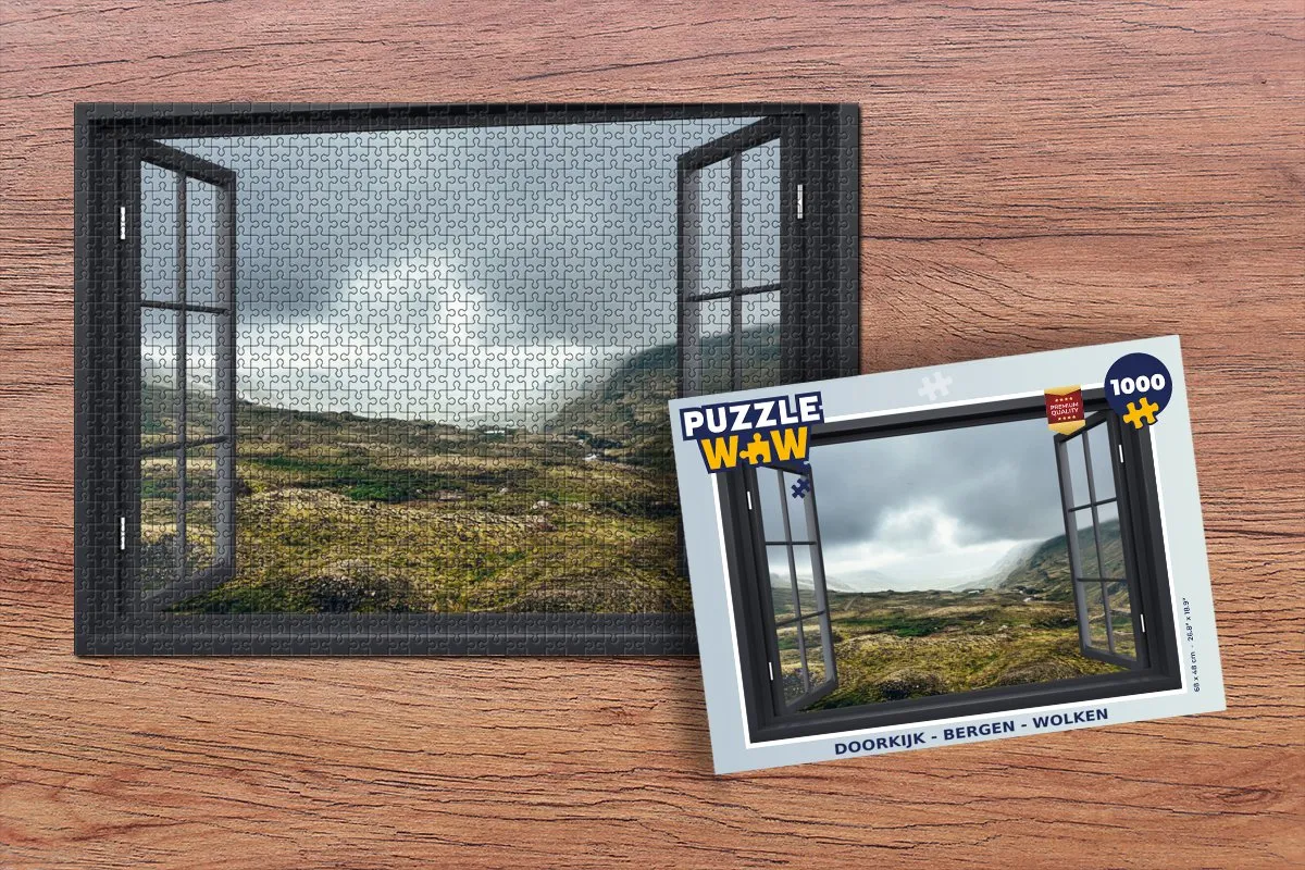PuzzleWow Doorkijk Berg Wolken Legpuzzel 1000 Stuks - Multicolor