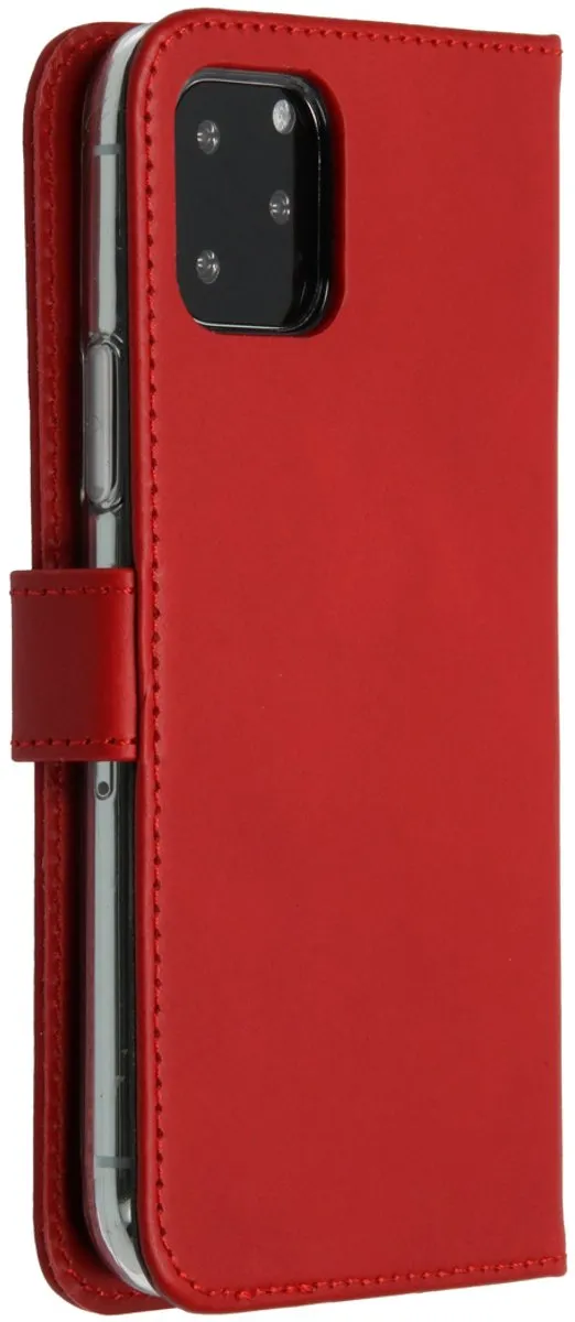 Selencia Hoesje iPhone 11 Pro - Rood Leder - 3 Pasjes