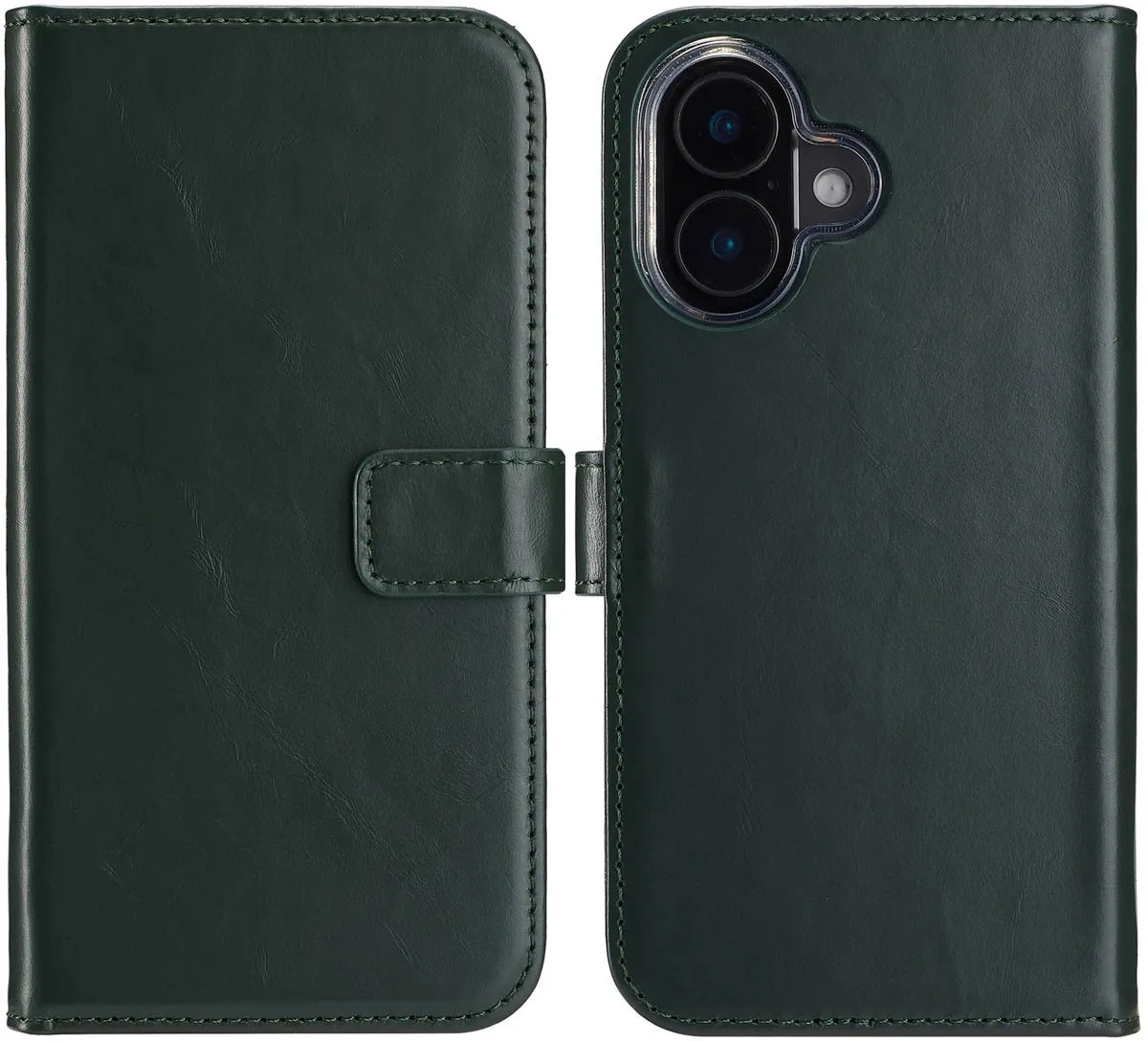 Selencia Hoesje iPhone 16 Bookcase - Groen - 3 Pasjes