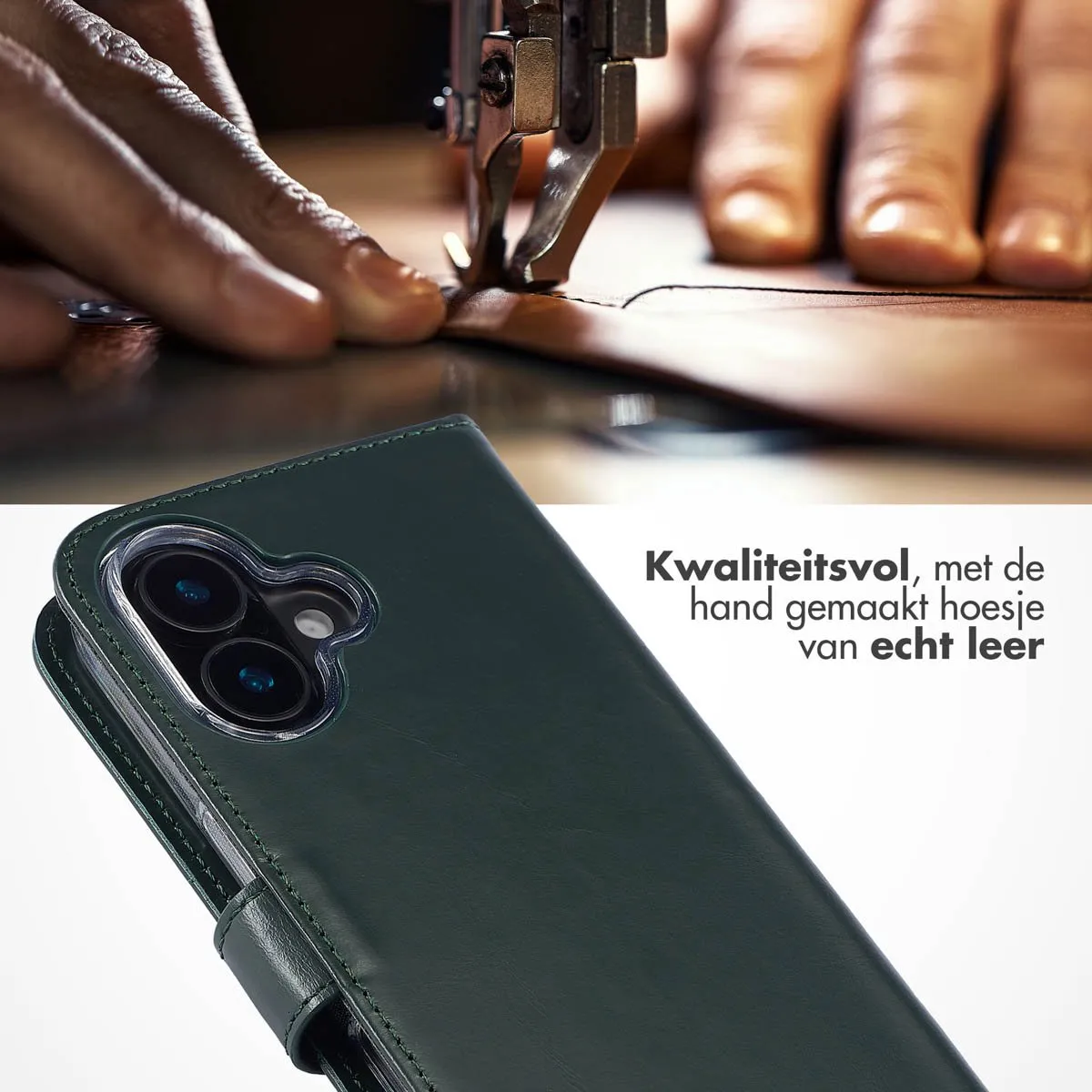 Selencia Hoesje iPhone 16 Bookcase - Groen - 3 Pasjes