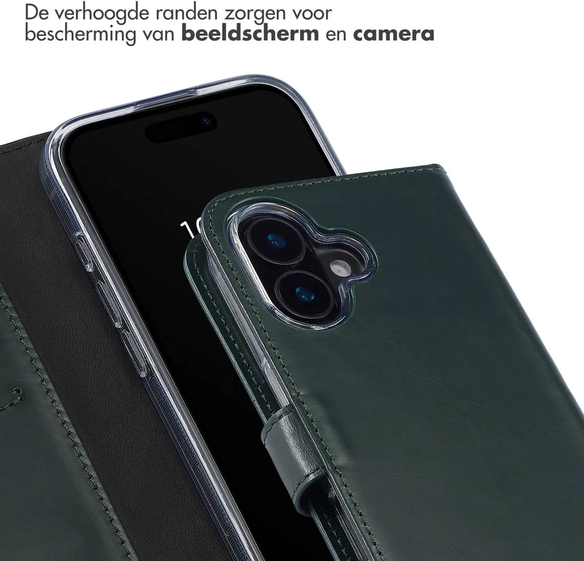 Selencia Hoesje iPhone 16 Bookcase - Groen - 3 Pasjes
